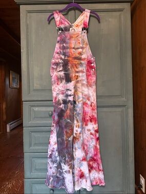 Tie Dye Flared Overalls